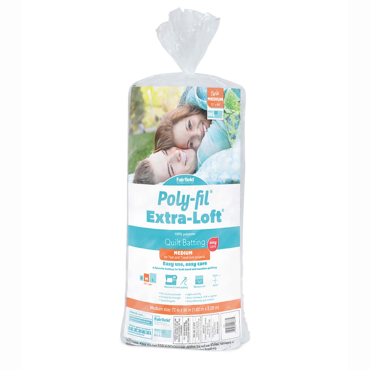 Poly-Fil® Extra-Loft® Polyester Quilt Batting, 72" x 90"